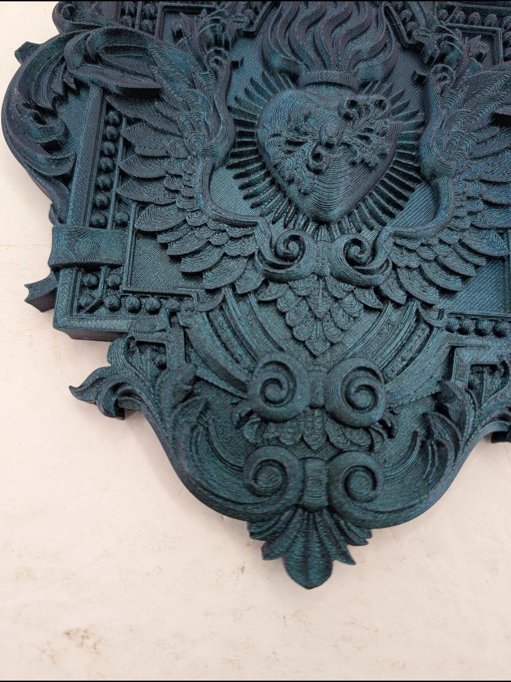 Decorative Teal Sacred Heart Wall Plaque - Home Accents Decor